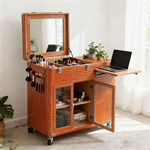 多功能带LED灯带镜多层抽屉化妆镜台柜